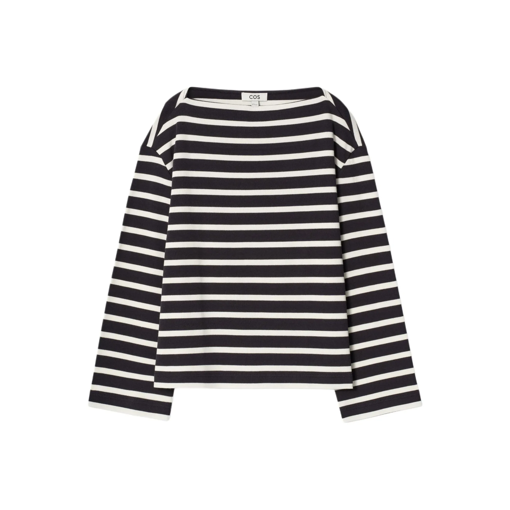 COS Рукав с оборванным плечом T-рубашка Женская Темно-синий Полосы