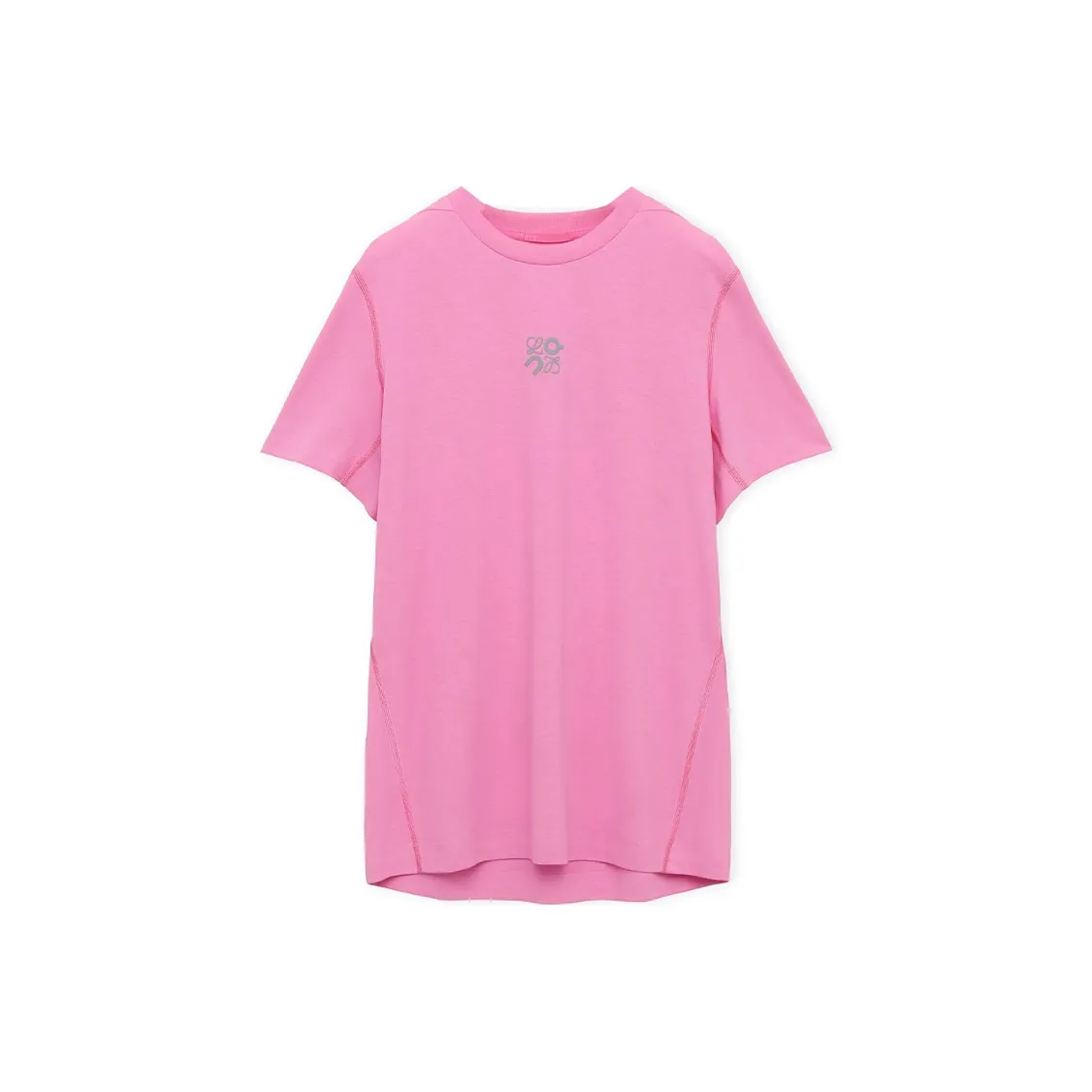 LOEWE Совместное издание x On Однотонный Letter Logo Этикетка Круглый вырез Свободный крой Короткий рукав Т-рубашка Т-рубашка Женская Розовая