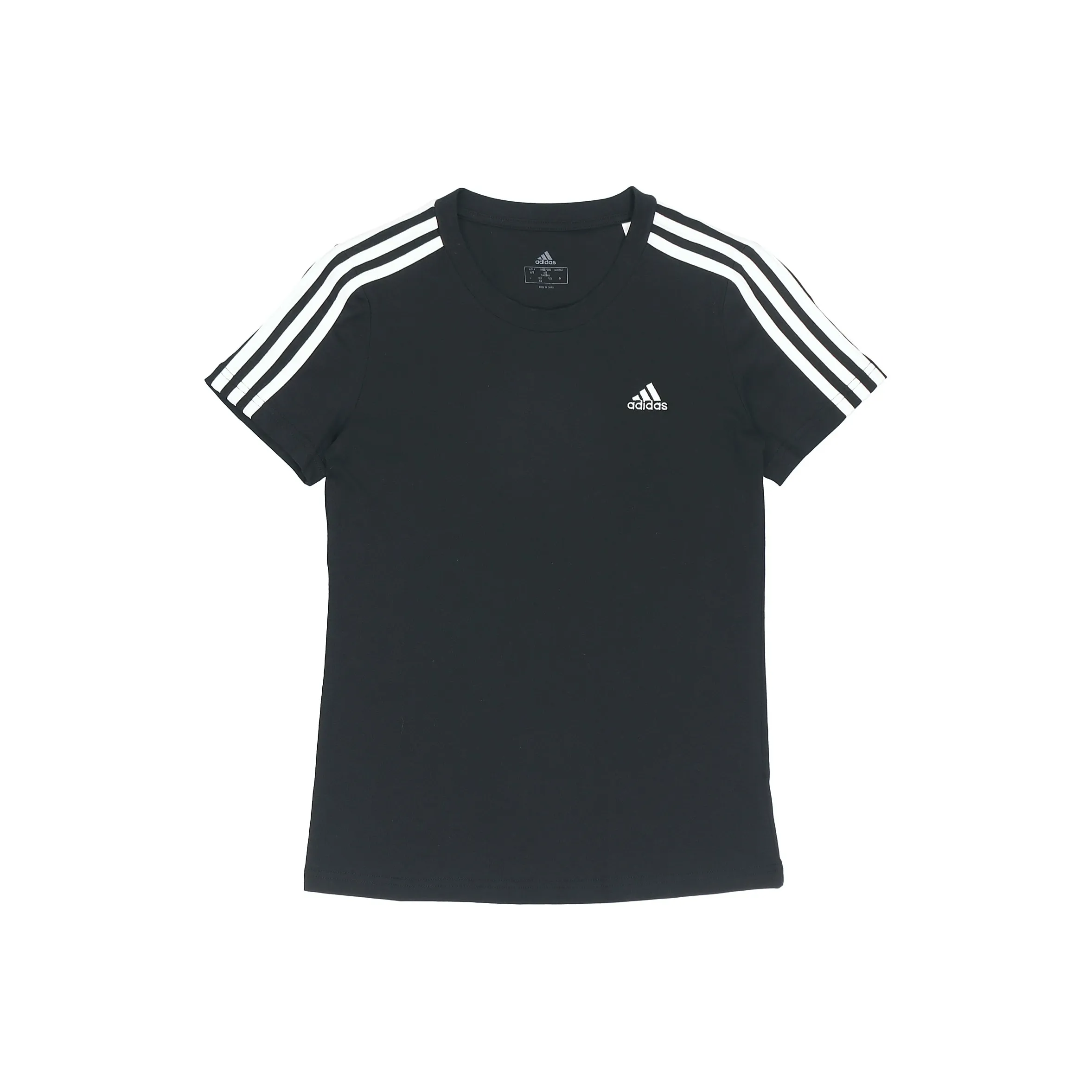 adidas Women's Essentials Slim 3 Stripes Tee Black