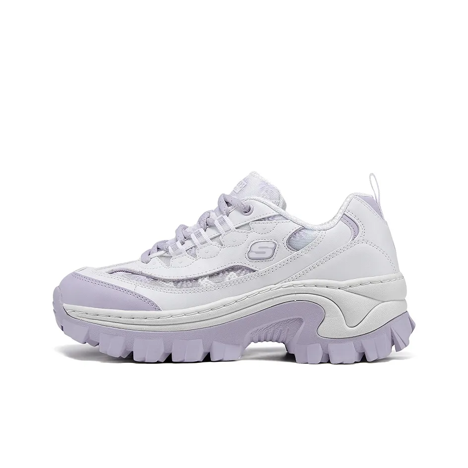 Skechers HI Ryze Кружево Платформа Низкий Топ Кроссовки с Толстой Подошвой Женские Белые Фиолетовые
