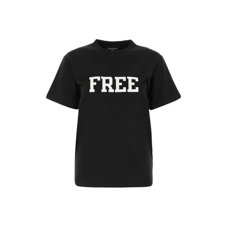 Balenciaga T-Shirt Женская Регулярная Подкладка Черная