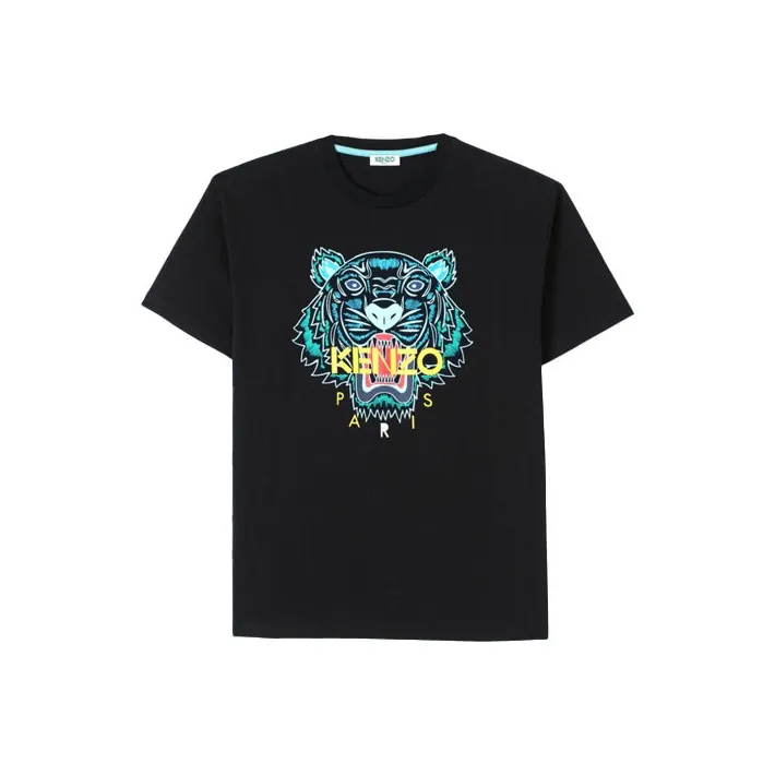 KENZO Offset Printing Tiger Head Pattern Short Sleeve T-Shirt Black
