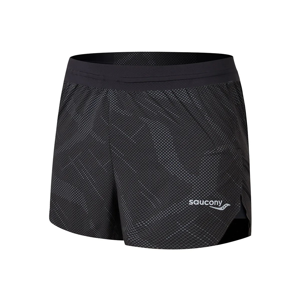 Saucony Casual Shorts Men's Black With Reflective Silver Dotted Pattern