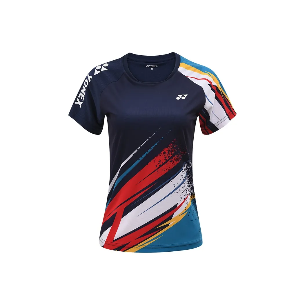 YONEX Реглан рукав T-рубашка Женская Темно-синий