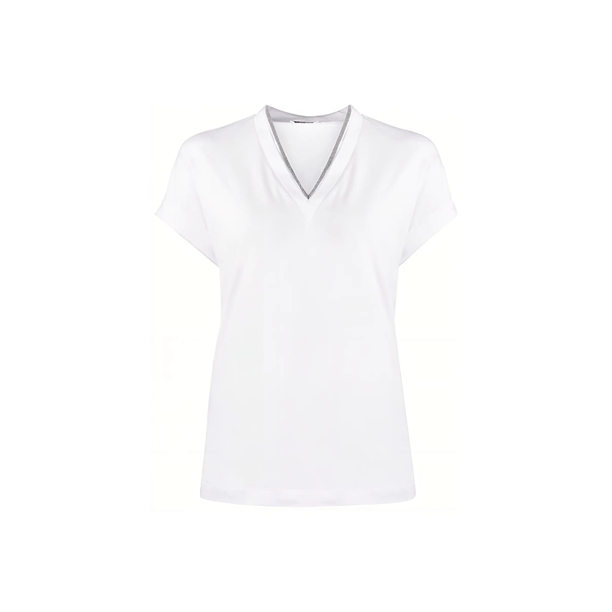 Brunello Cucinelli Embellished V Neck T Shirt