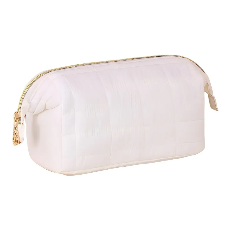 LETOO Quilted Cotton Makeup Bag Women's Milk White/Cherry Blossom Pink/Classic Black