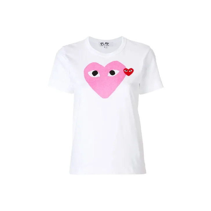 Comme Des Garçons Play Colour Heart Tee 'White/Pink'