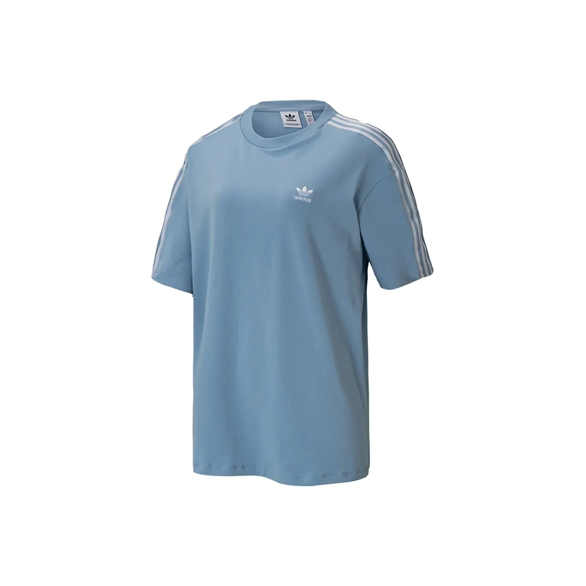 Adidas Originals Т-рубашка с оборванным плечом женская небесно-голубая