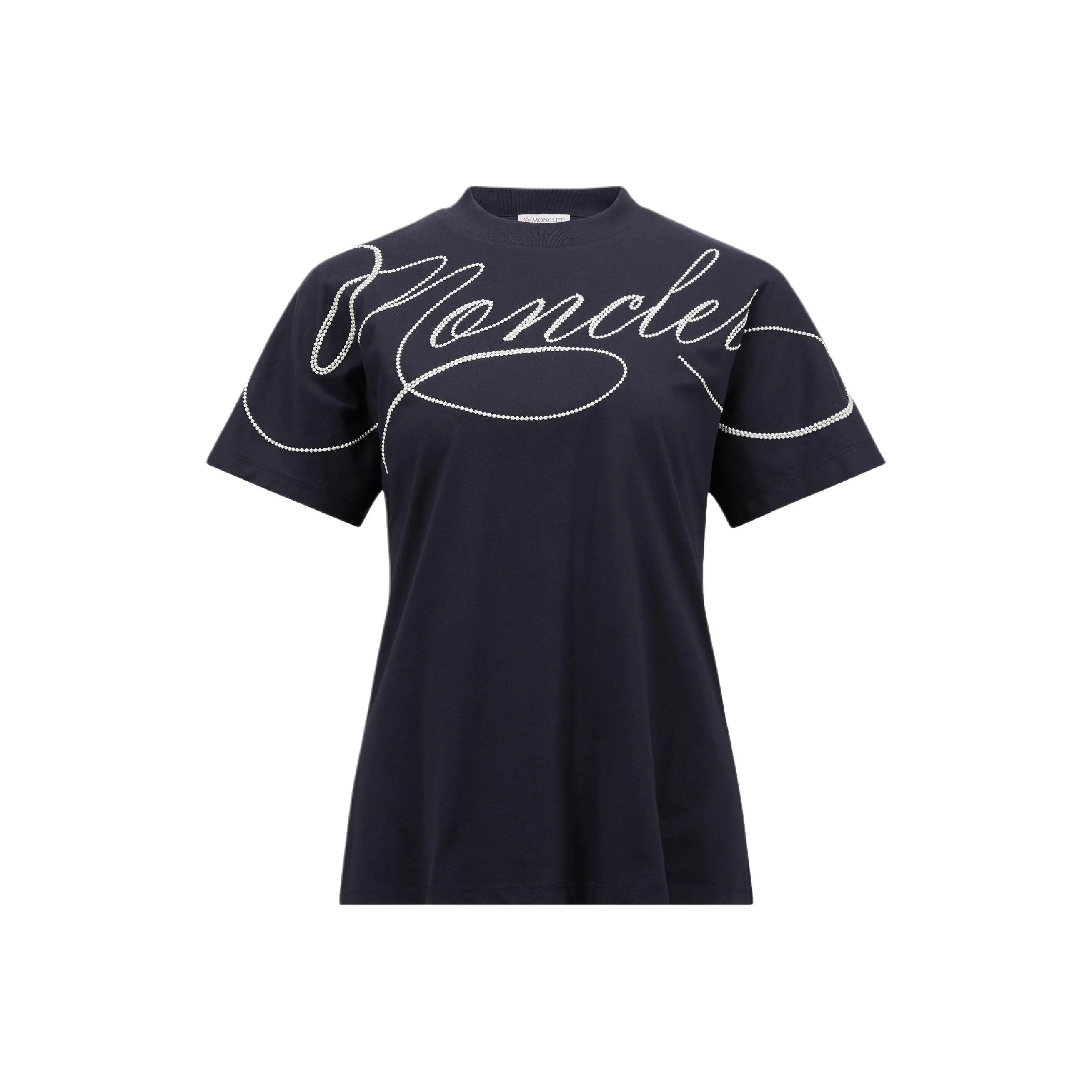 Moncler Embroidered Cursive Logo Crewneck T Shirt