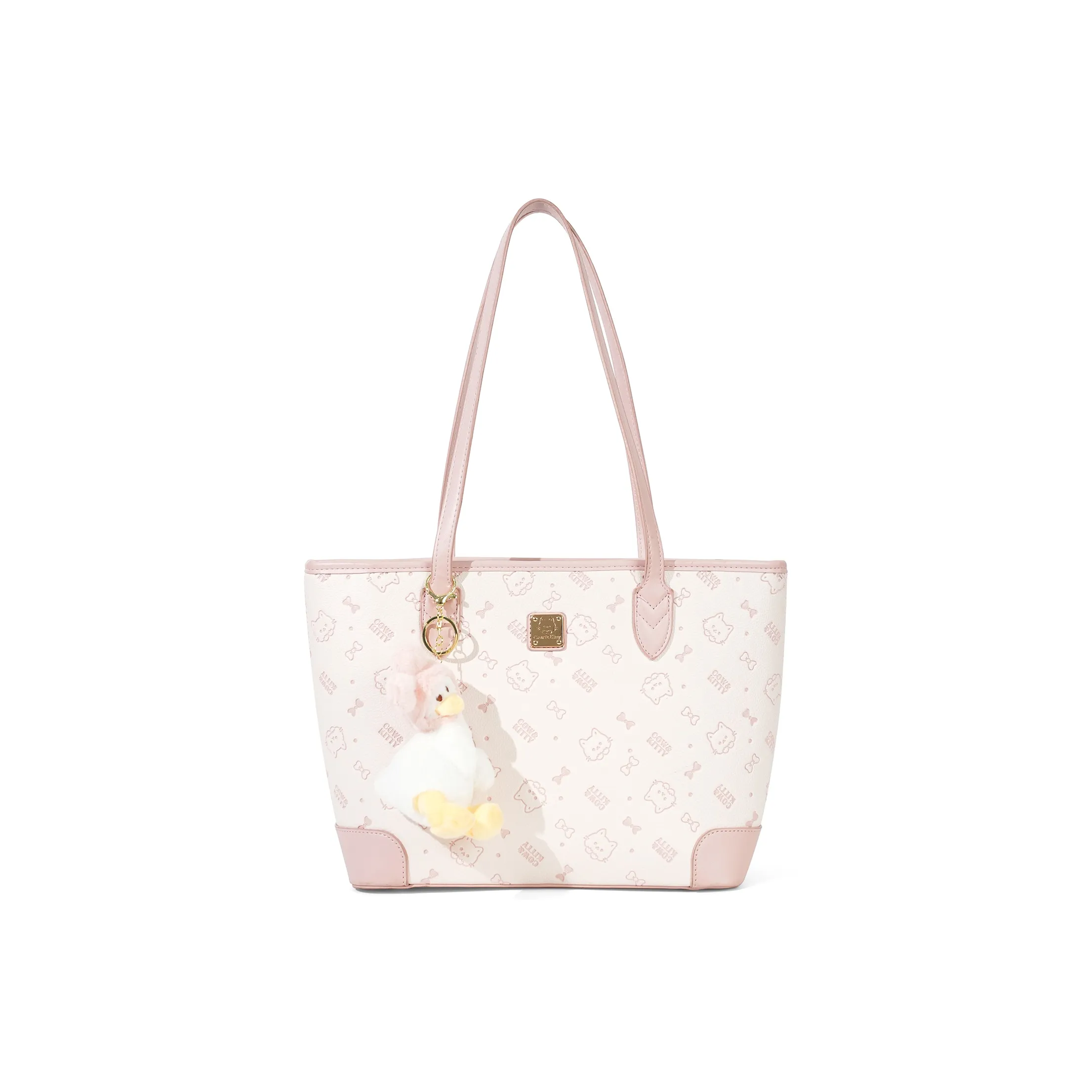 SHORT HAIR GIRL PU Shoulder Bag, Tote Bag, Crossbody Bag Women's Cherry Blossom Pink/Pink/Black