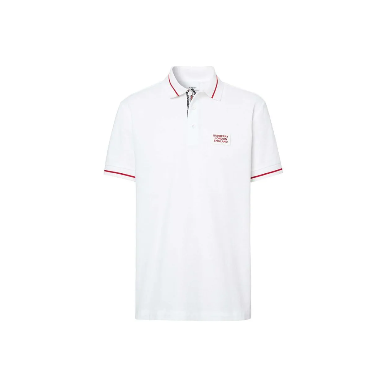 Burberry Men Logo Embroidered Short Sleeve Polo Shirt White