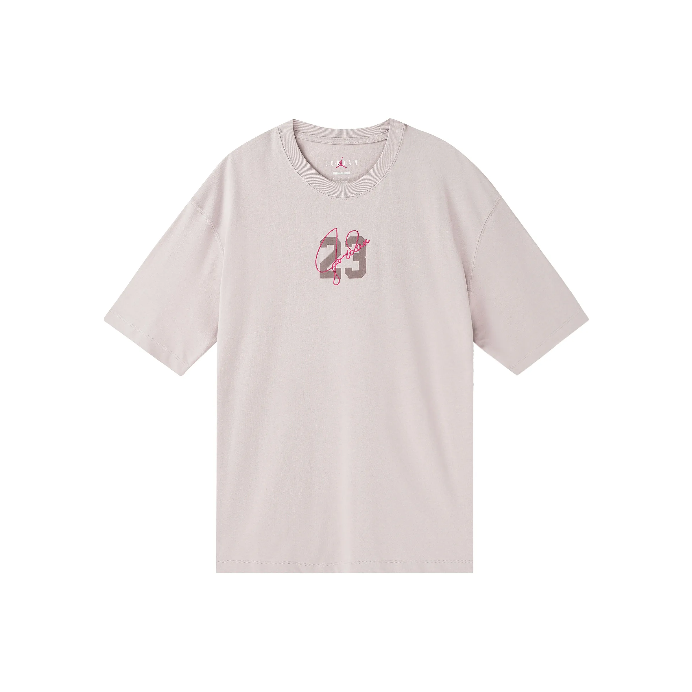 Джордан Рукав с спущенным плечом T-рубашка Женская Розовая