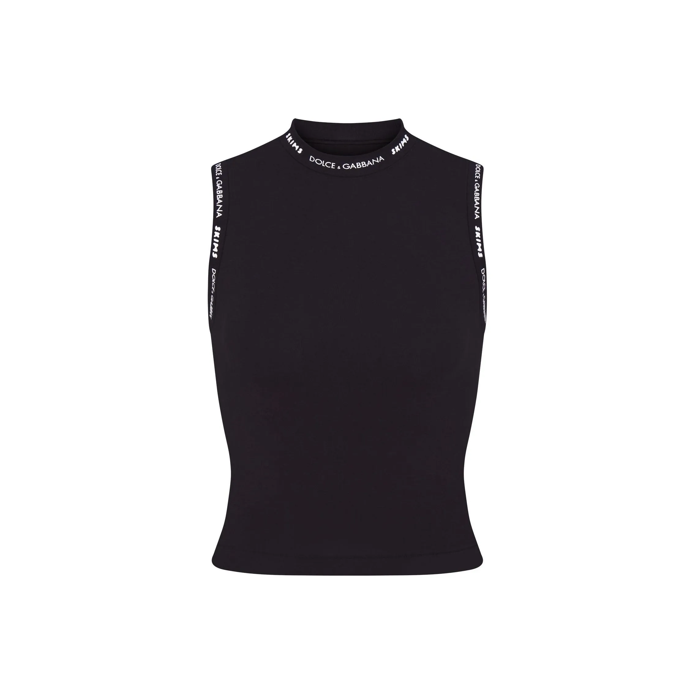 Skims X Dolce&Gabbana Cotton Jersey Mock Neck Tank Onyx