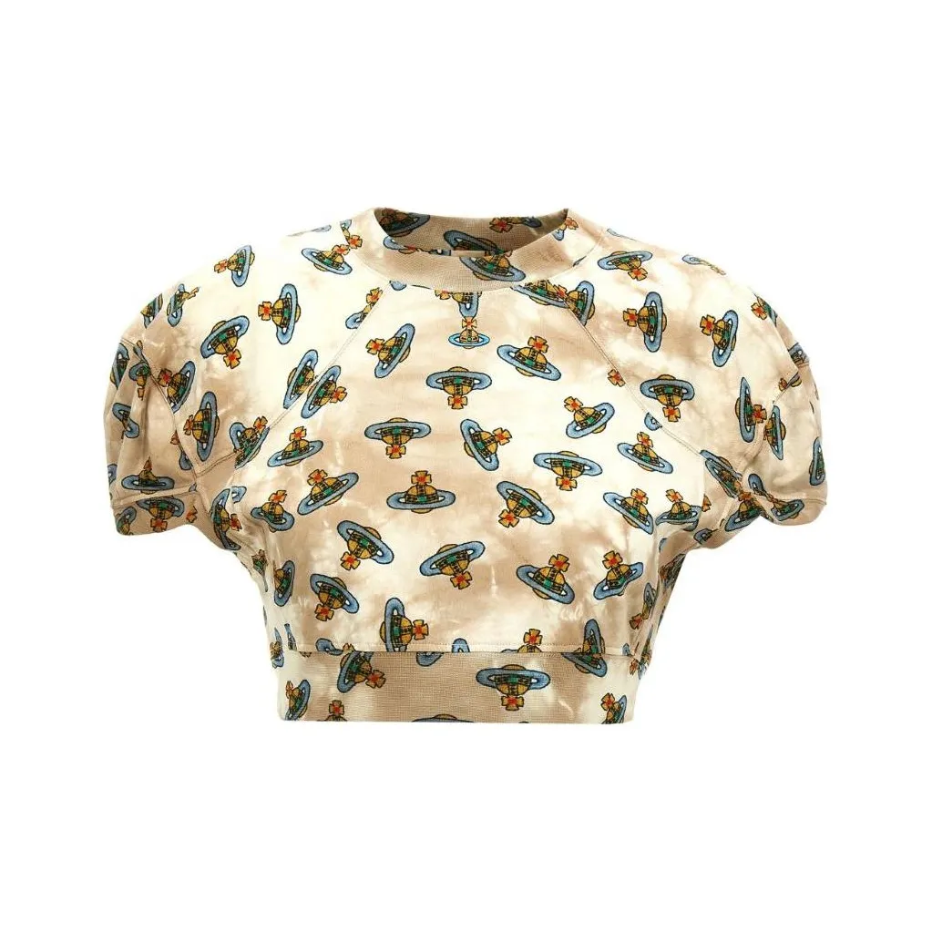 Vivienne Westwood Allover Orb Printed Cropped Football T Shirt