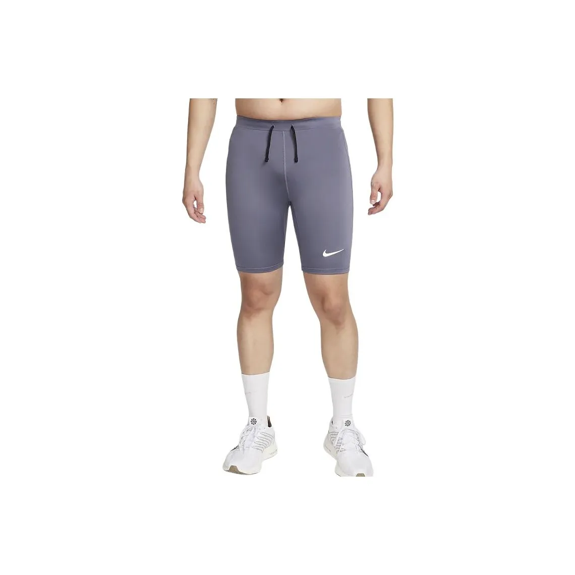 Nike Dri Fit Running 1 / 2 Length Tights Sports Shorts Men's Gray Purple