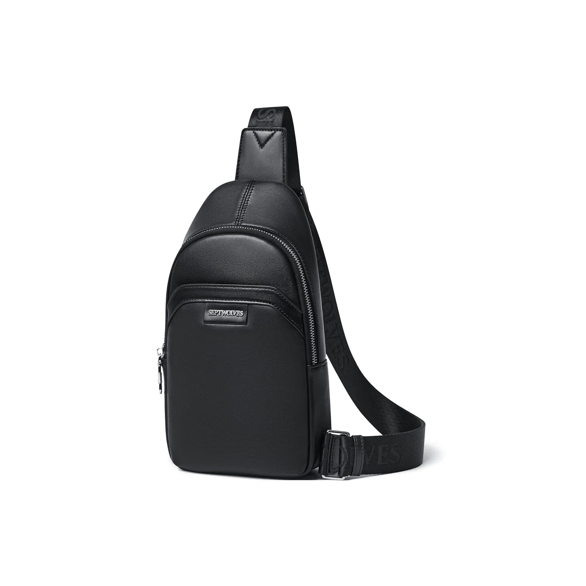 SEPTWOLVES Корова Кожа Сумка через плечо для повседневного использования Спортивная Сумка QPL Мужская Черная