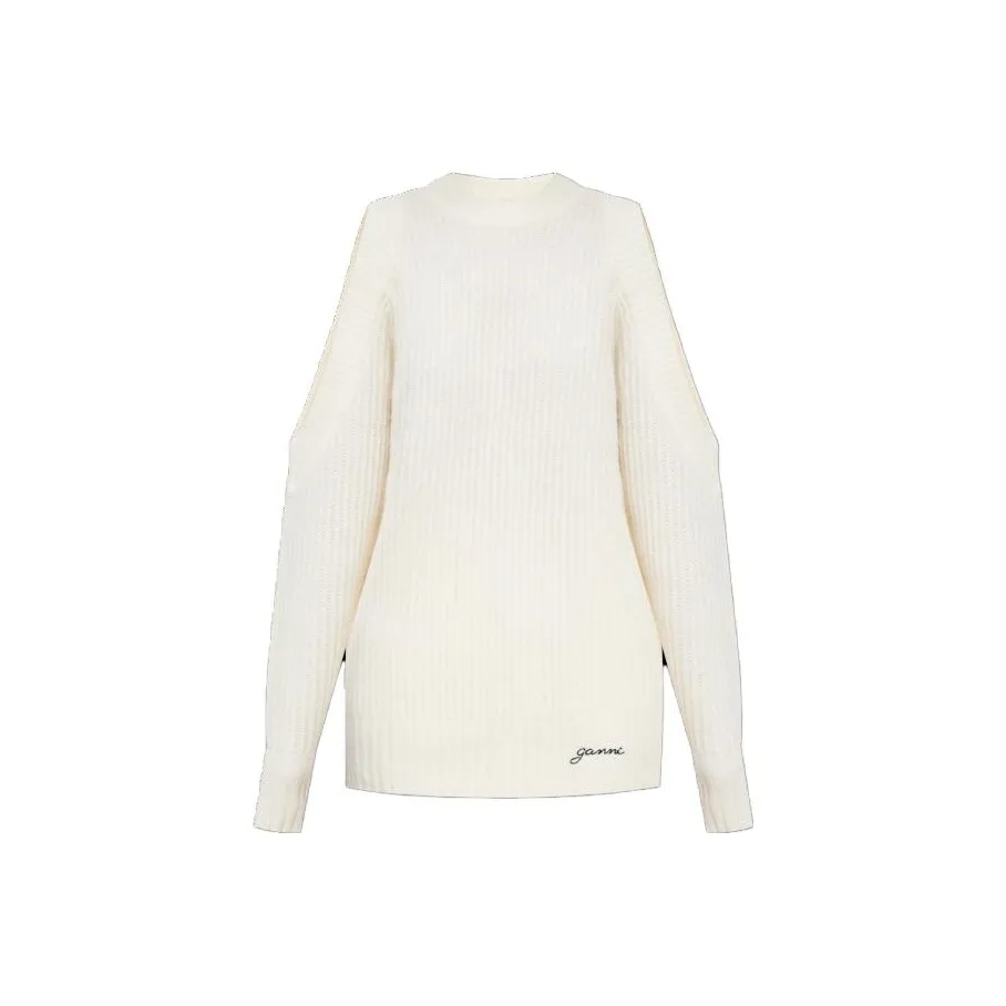 GANNI Cold Shoulder Crewneck Jumper