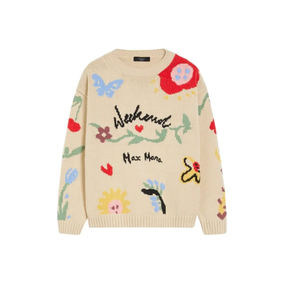 WEEKEND MaxMara Zingaro Коллекция Хлопок Inlay Свитер Женский Бежевый