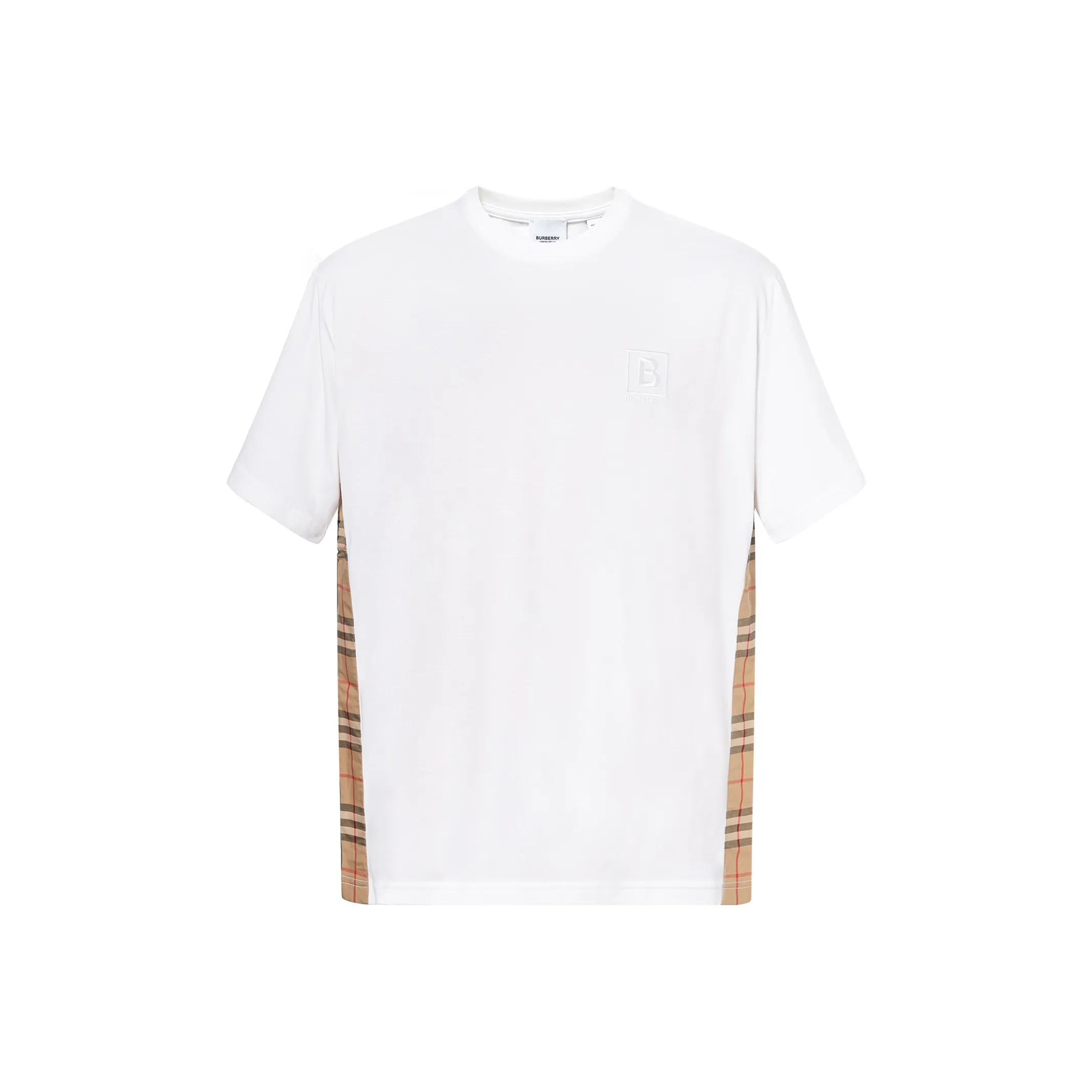 Burberry FW22 Check Panel Cotton T-shirt White