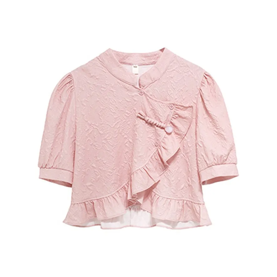 SYEEE WITH U Фонарик на рукаве T-рубашка Женская Розовая