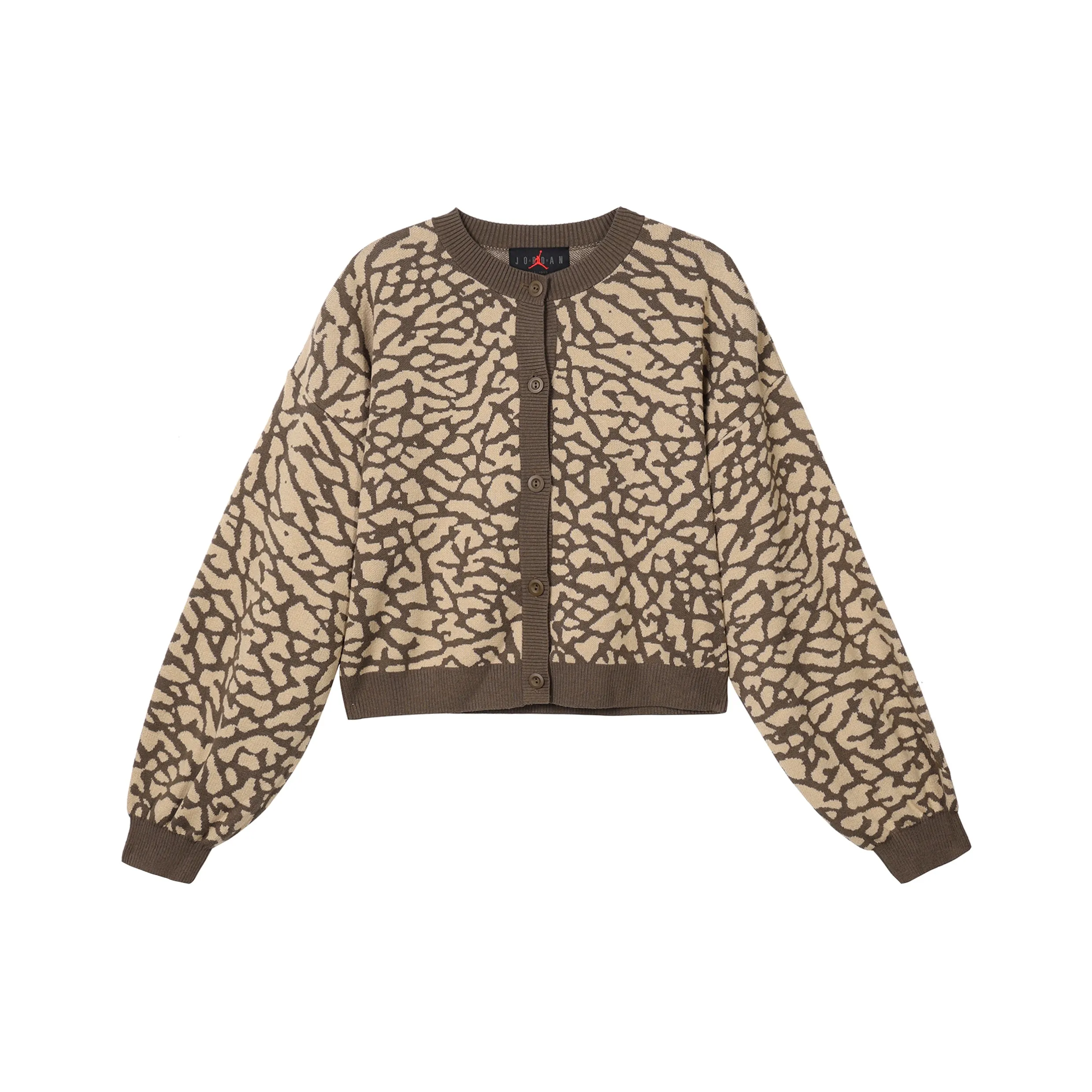 JORDAN Women'ss Flight Jacquard Knit Cardigan Asia Sizing Palomino Cement