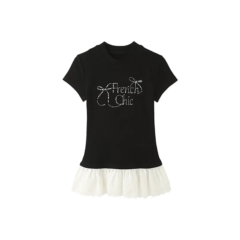 SYEEE WITH U Комплект с короткими рукавами рубашка женский черный бриллиант