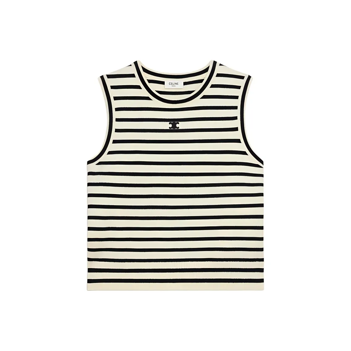 CELINE Logo Embroidered Striped Tank Top