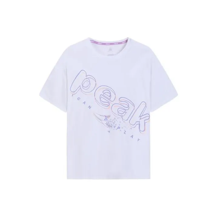 PEAK Круглый вырез Прямой крой Короткий рукав Т-рубашка Женская Белая