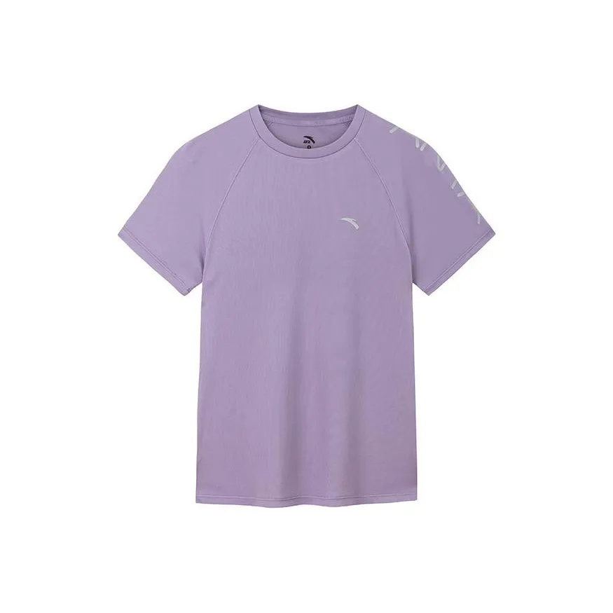 Anta Variety Training Collection Raglan Sleeve T Shirt Women's Silk Gray Purple