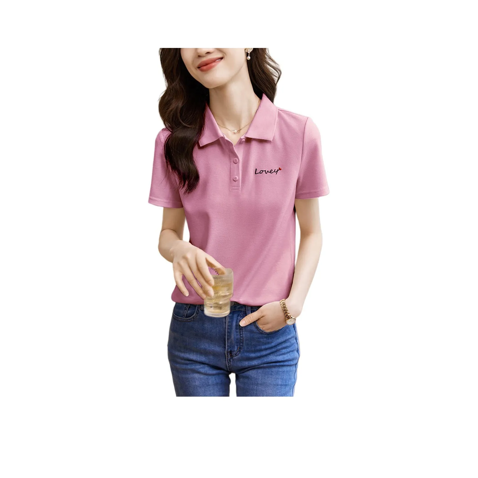 Mo Han Yi Mei T-Shirts Women's Pink