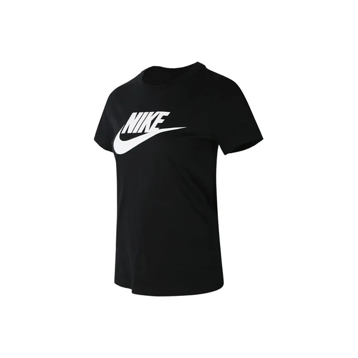 Nike Women'ss Retro Logo Print Crewneck Casual T-Shirt Black