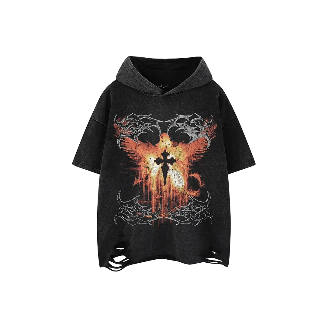 BEAR UNION Рукав с оборванным плечом T-рубашка Унисекс Черный