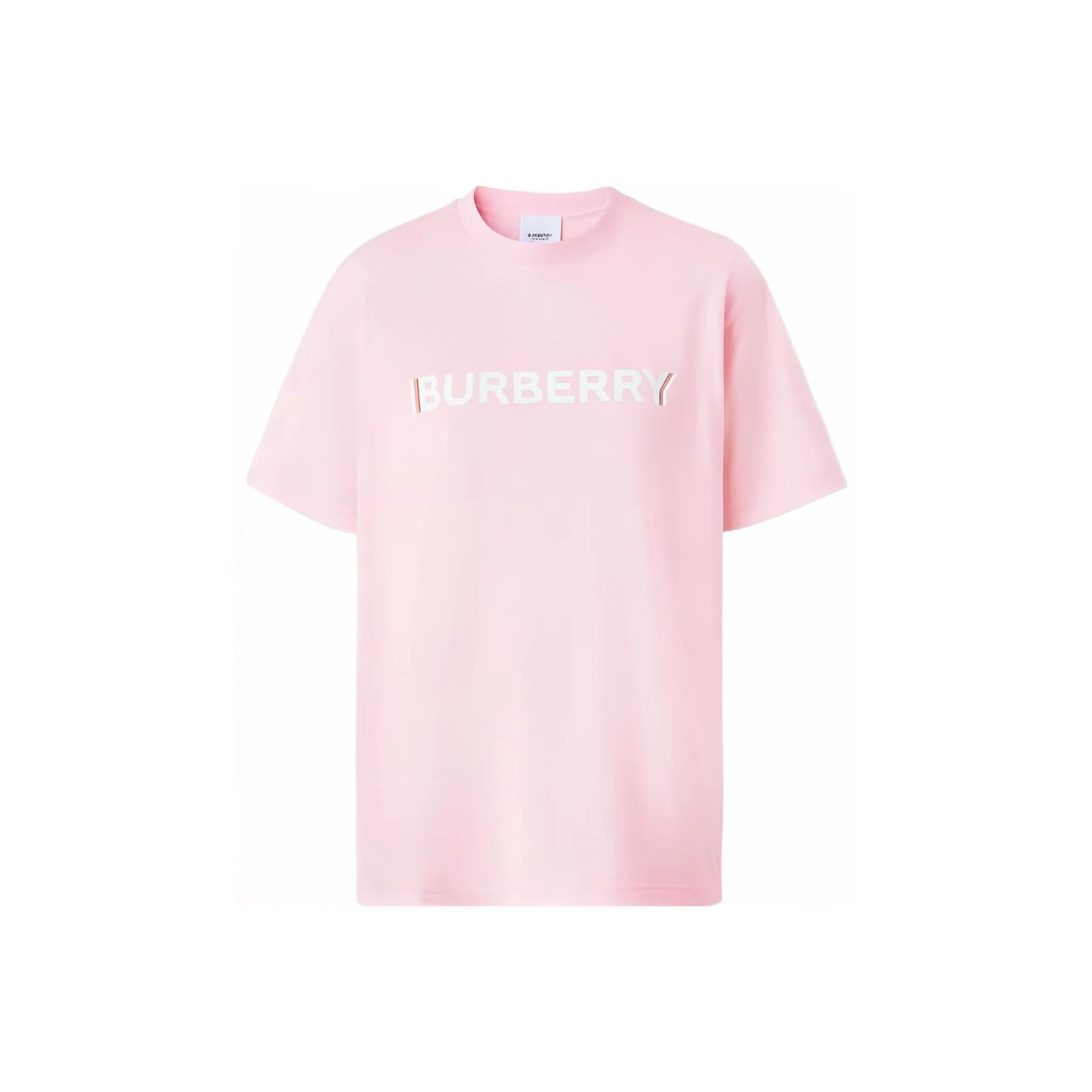 Burberry SS22 Logo Print Cotton Oversized T shirt In Cloud Pink