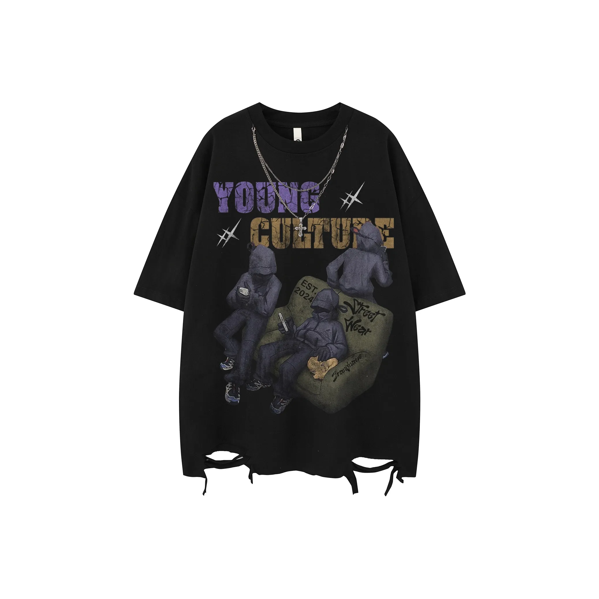 BEAR UNION Рукав с оборванным плечом T-рубашка Унисекс