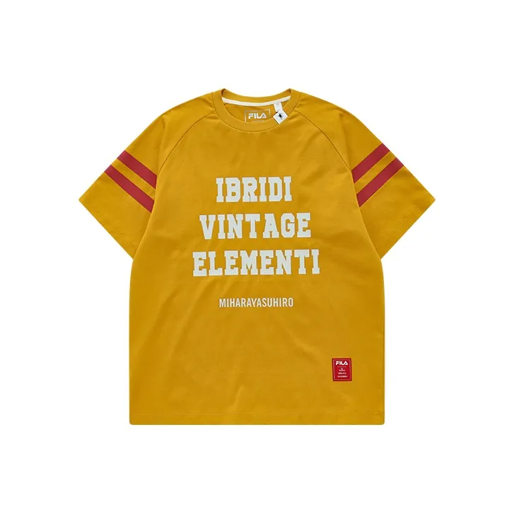 FILA x MIHARA YASUHIRO MIHARA YASUHIRO Collaboration Collection Raglan Sleeve T Shirt Women's Oil Soluble Yellow