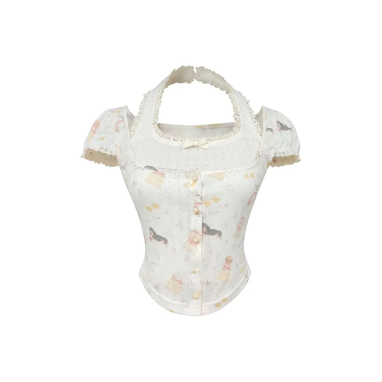 PLAY BUSH Рукав буф T Рубашка Женские Абрикос