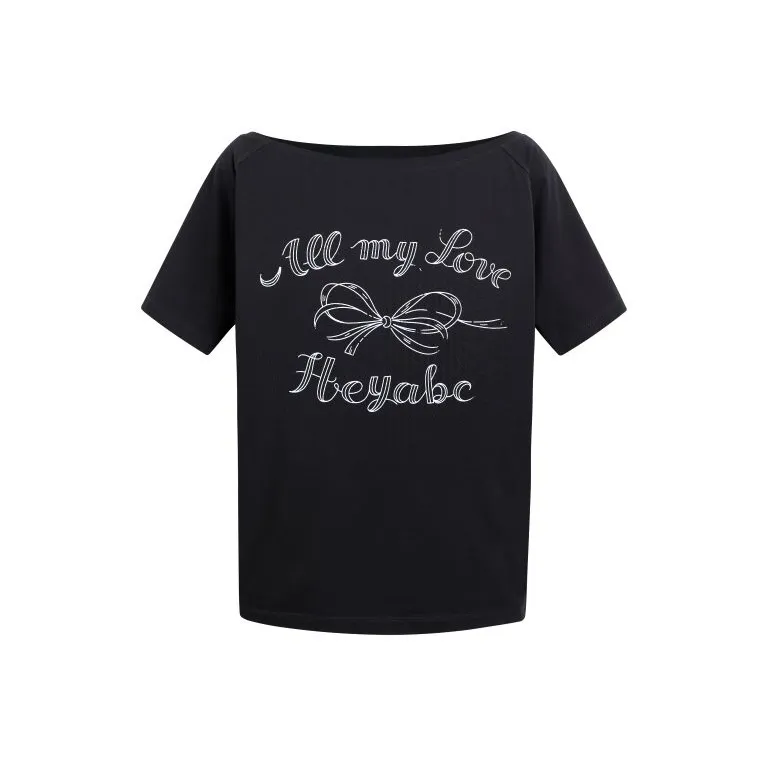 HEYABC Черная асимметричная рубашка с бабочкой на плече для женщин