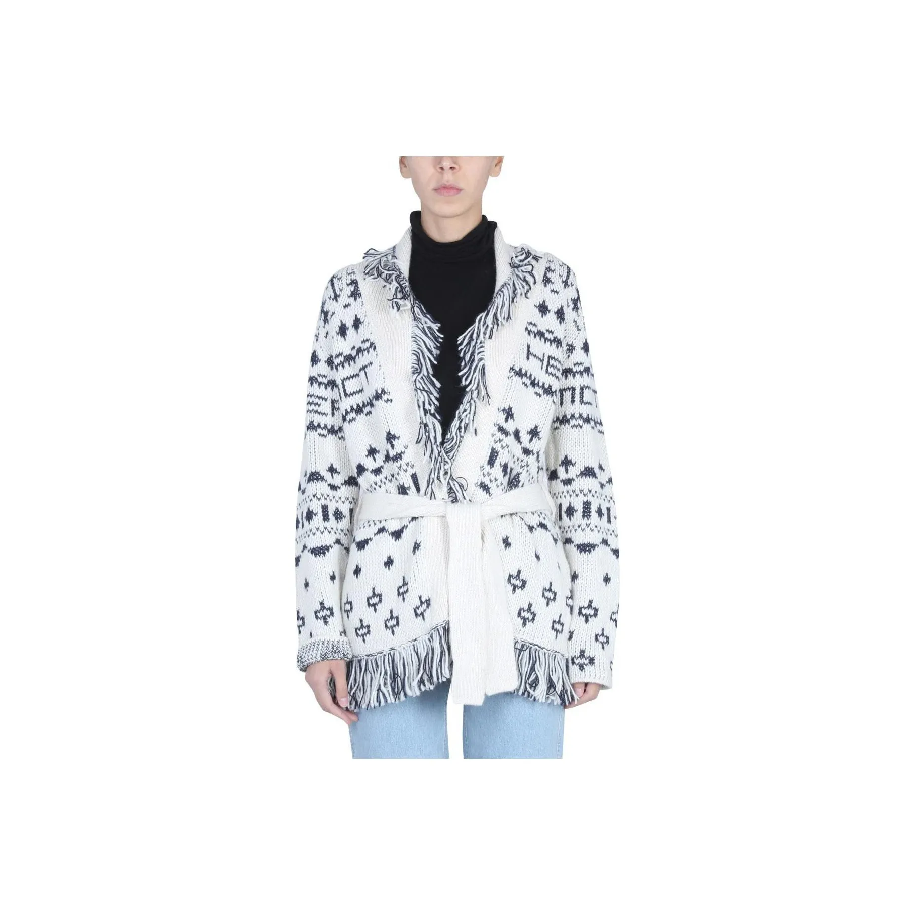 MOTHER Belted Fringed Edge Cardigan