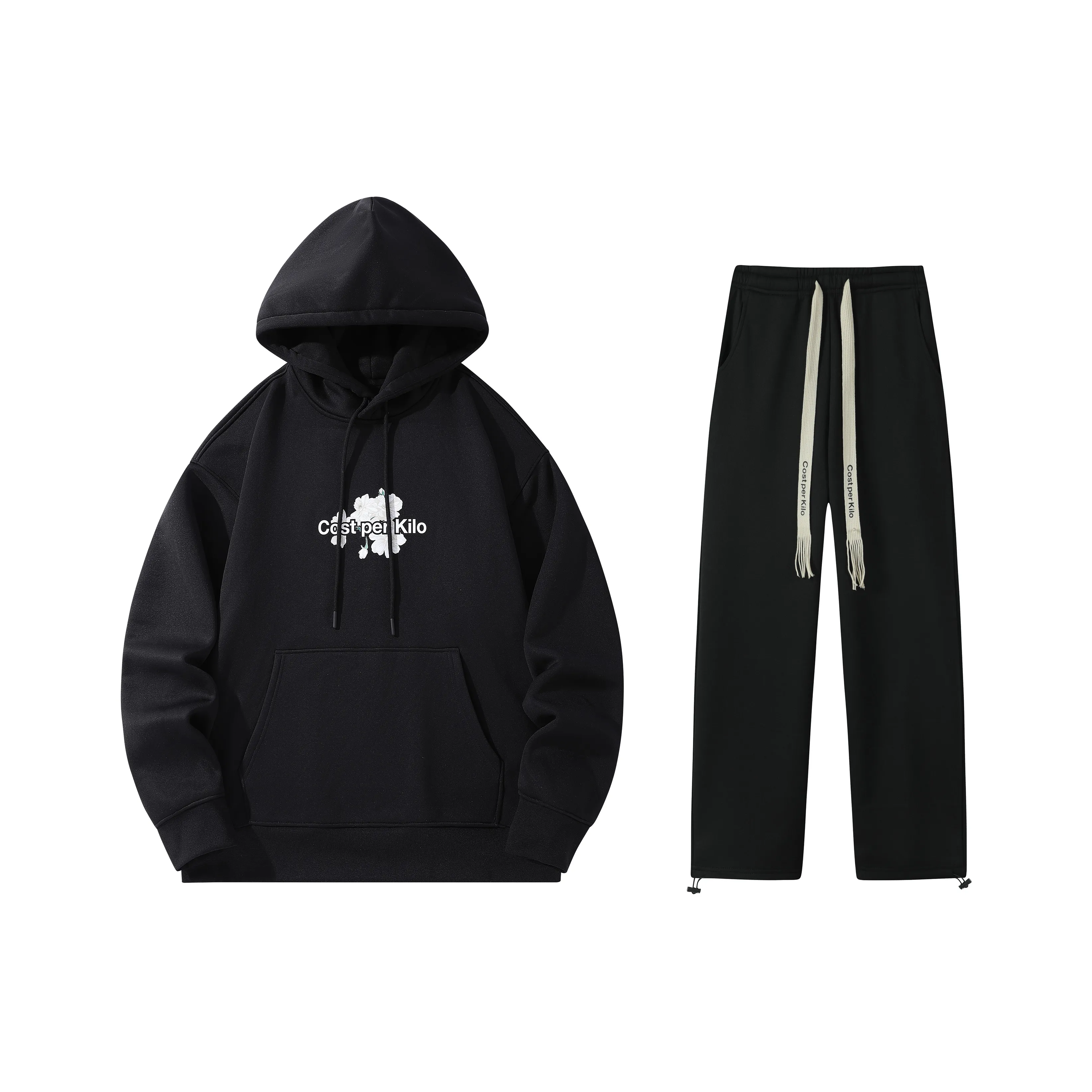 Women In Leather Shorts Sweatshirt Set Unisex