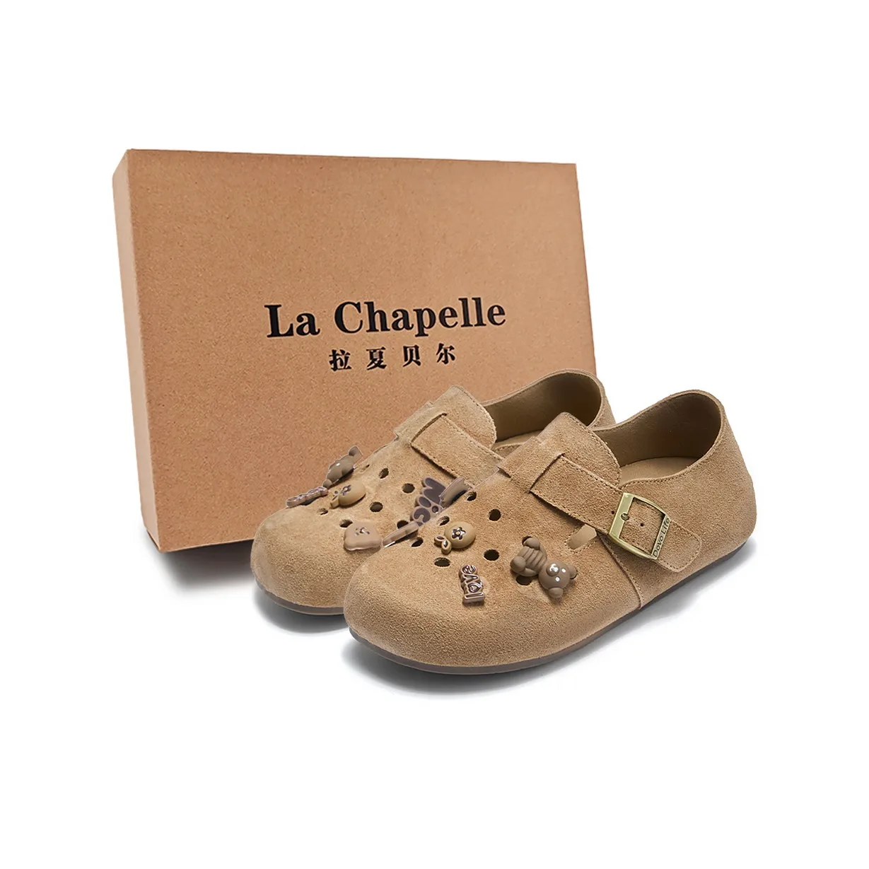 La Chapelle Шоколад Печенье Мягкая подошва Rebound Holey Обувь Birkenstock Сладкий стиль Girlish LOOK Легкий дизайн