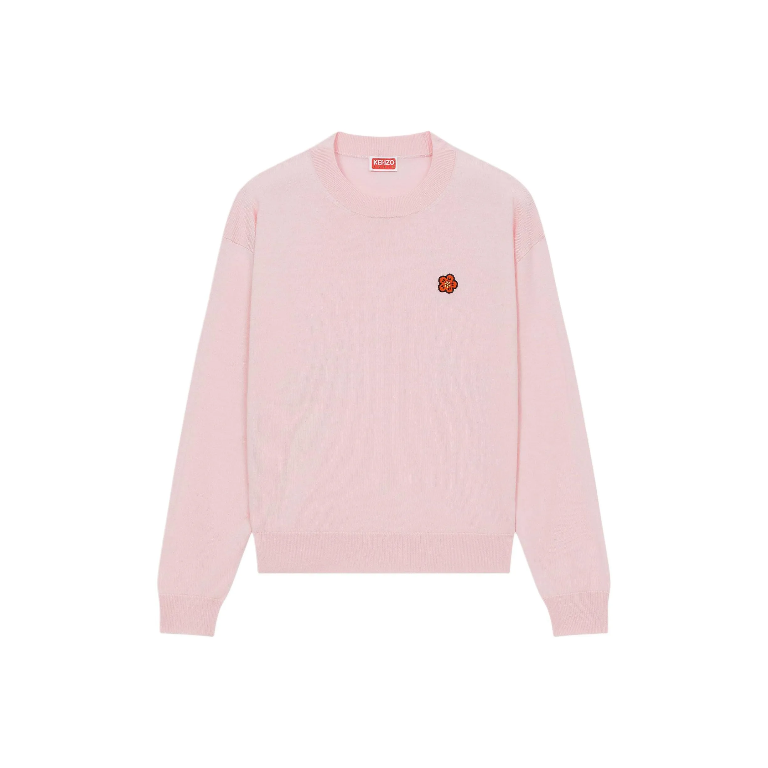 KENZO Boke Flower Crest Embroidered Wool Jumper Sweater Women's Pink