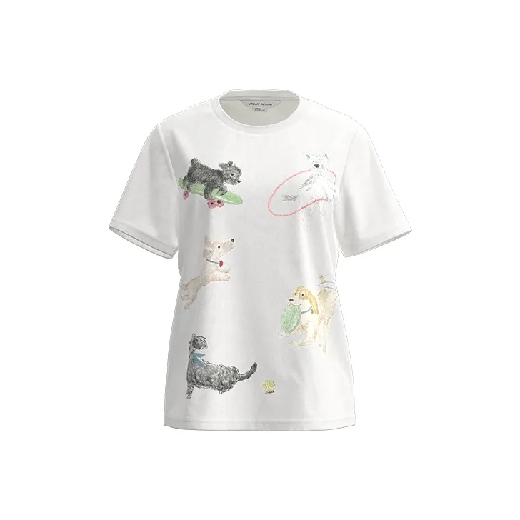 URBAN REVIVO Fun Cute Pet Design Стандартная T-рубашка Женская