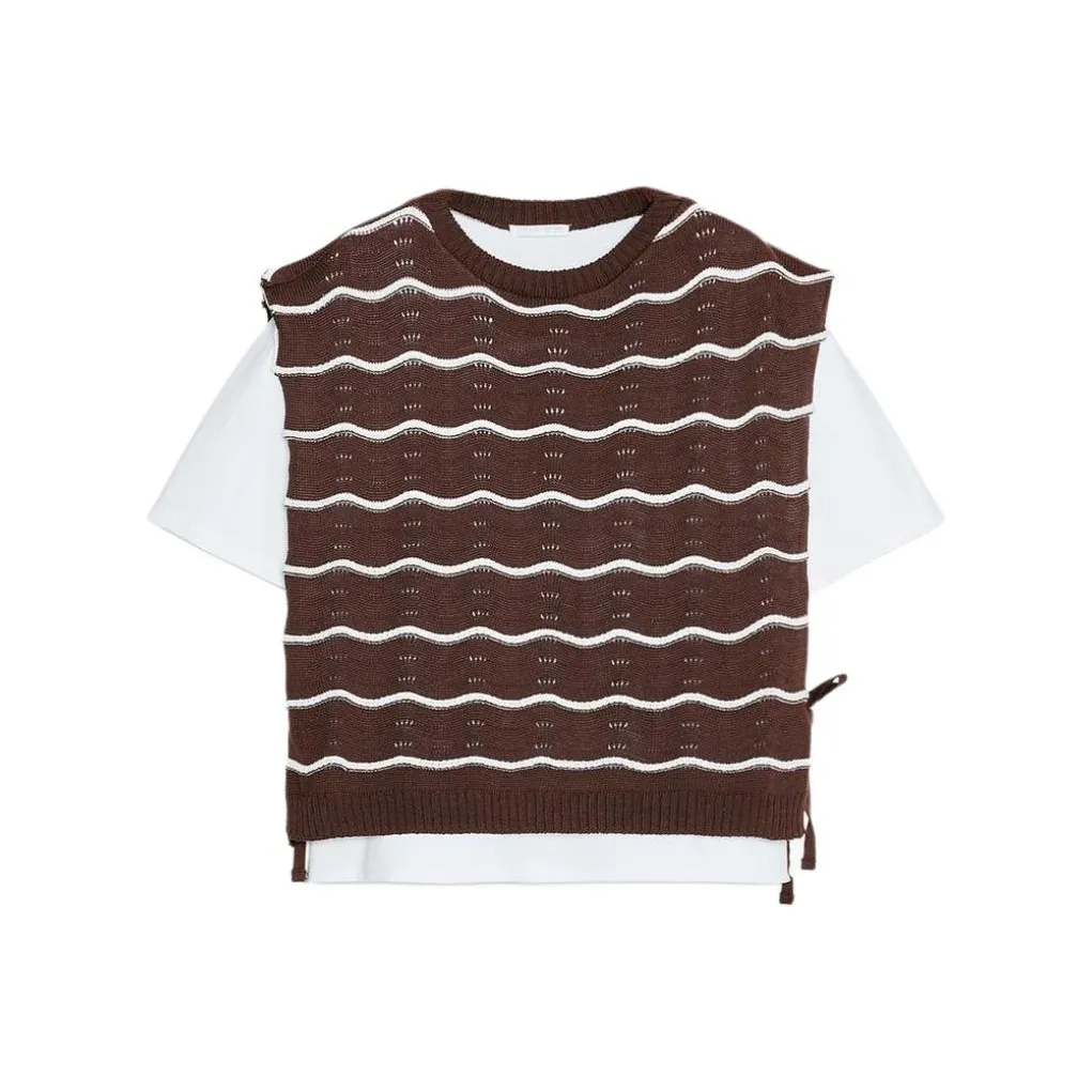 ZARA T Shirts Women's Brown/White
