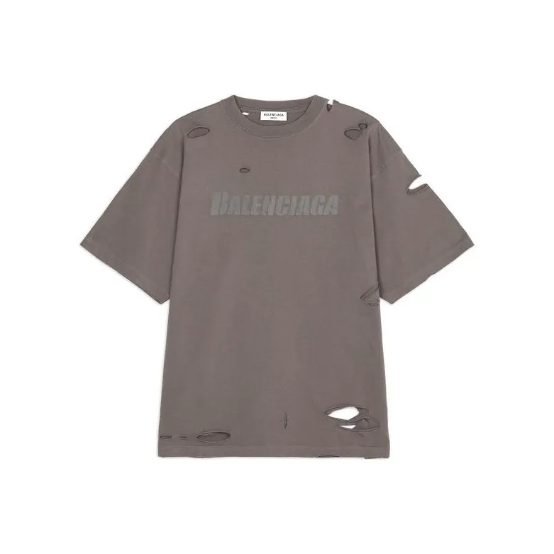 Balenciaga Distressed Graphic T Shirt Taupe