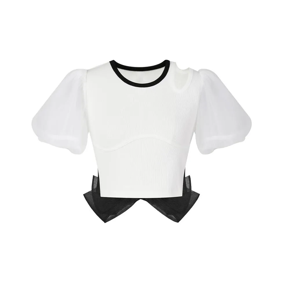 TAMMY TANGS Crop Top Women's Black White