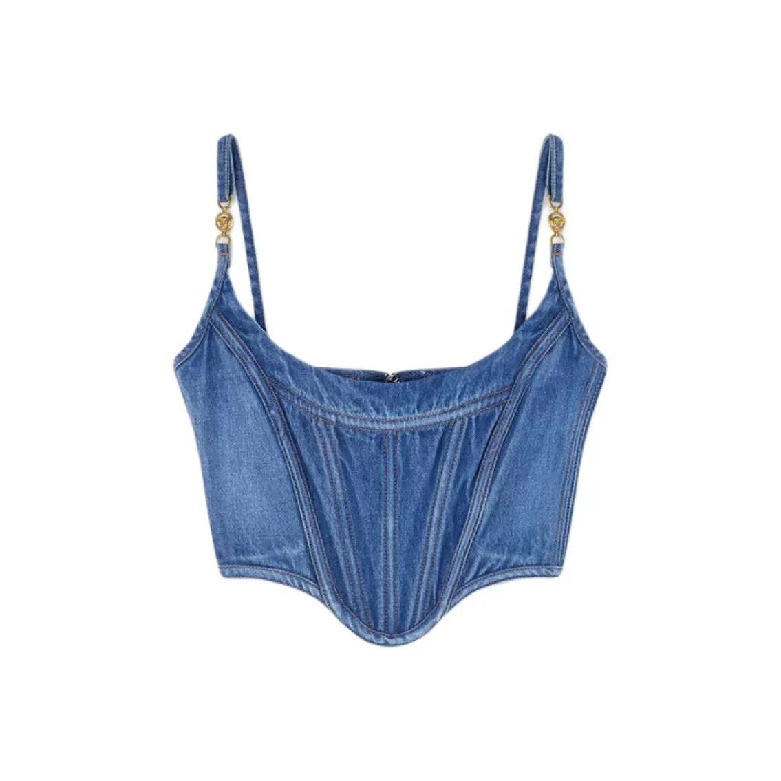 VERSACE Medusa '95 Cropped Denim Corset Top