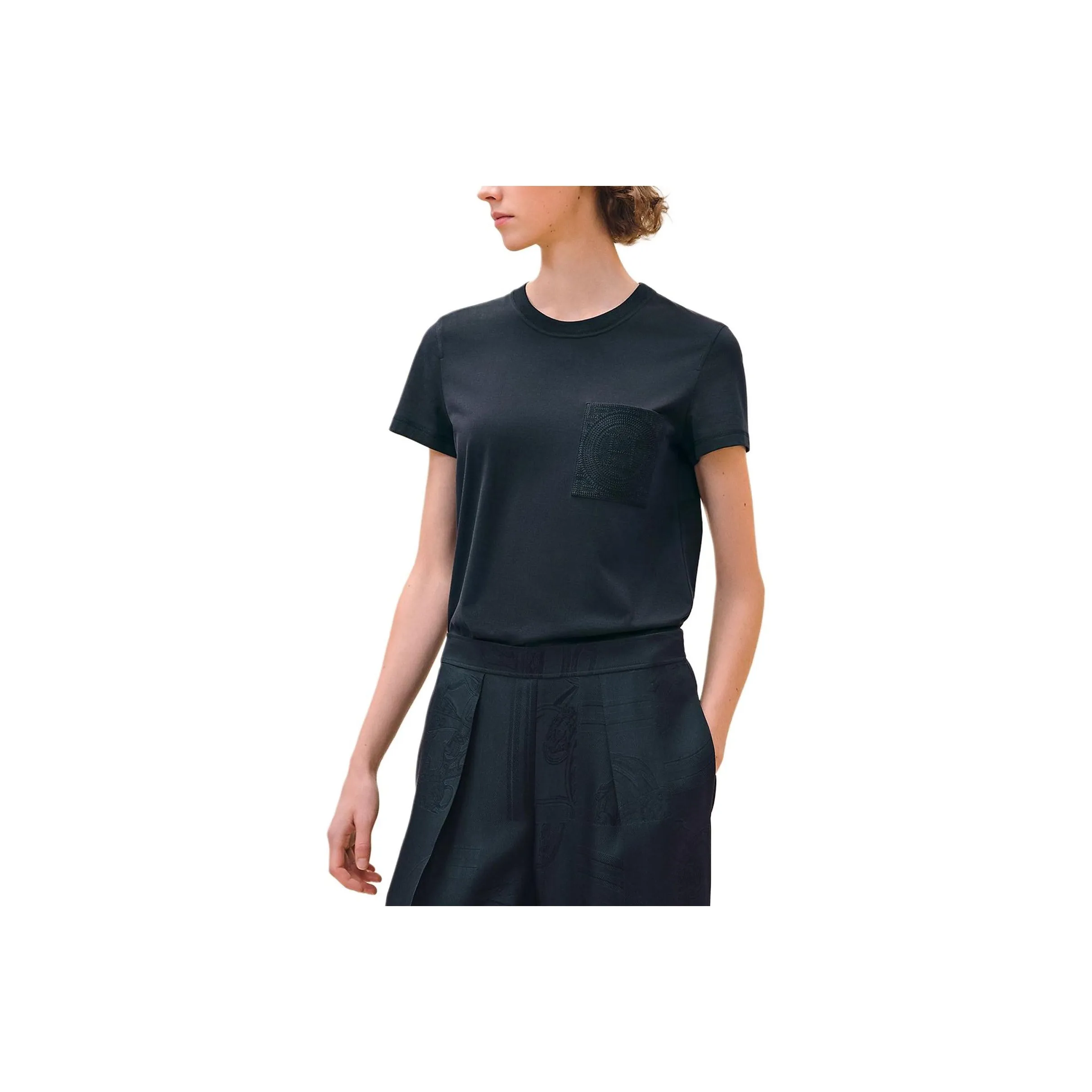 HERMES Стандартная T-рубашка Женская Черная Синяя