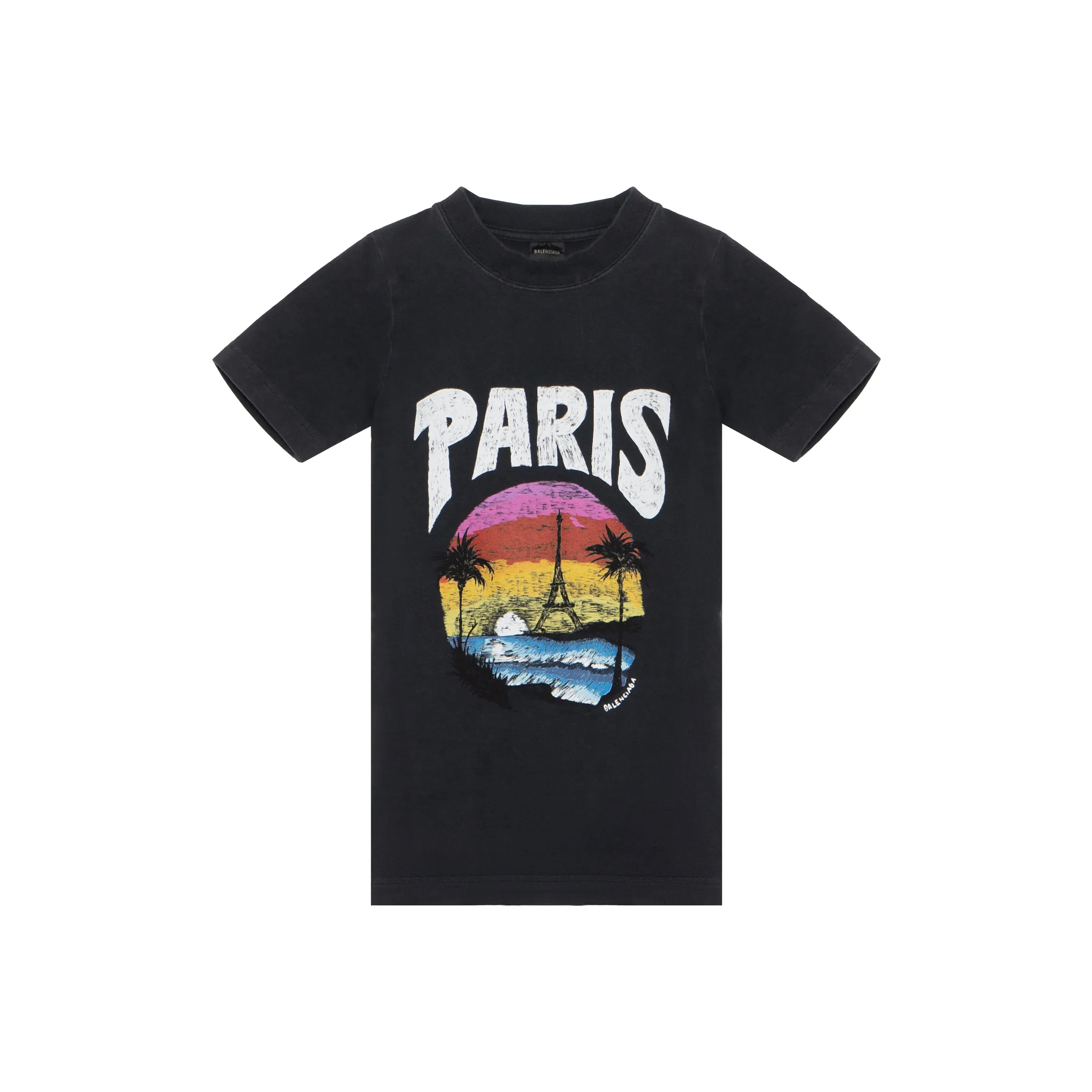 Balenciaga Стандартная футболка женская черная облегающий крой стиль