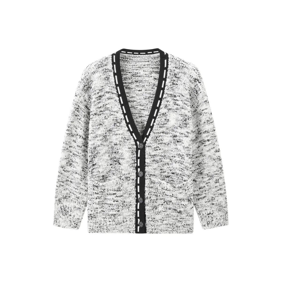 LEDIN Sweater Women's Black White Polka Dot