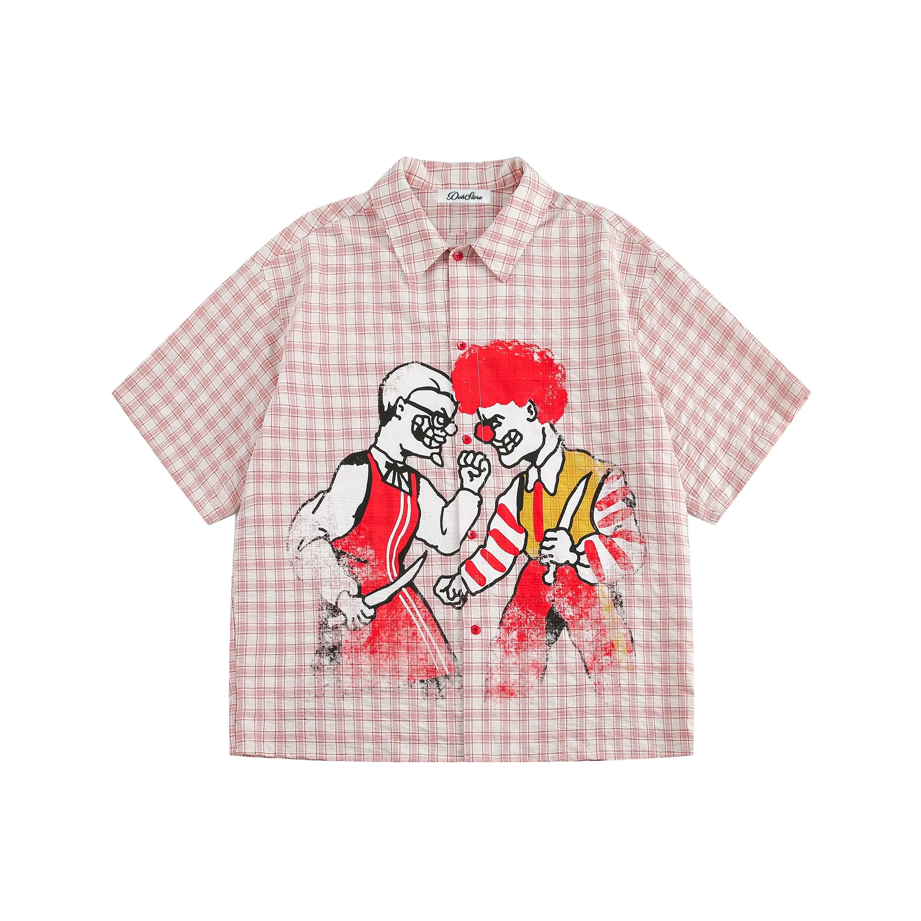 DOH STORE Shirt Unisex Red And White Plaid